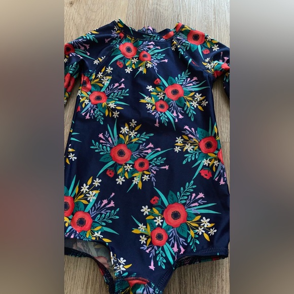 Cat and Jack One Piece Swimsuit, Navy with Floral Print - 2T - Picture 2 of 8
